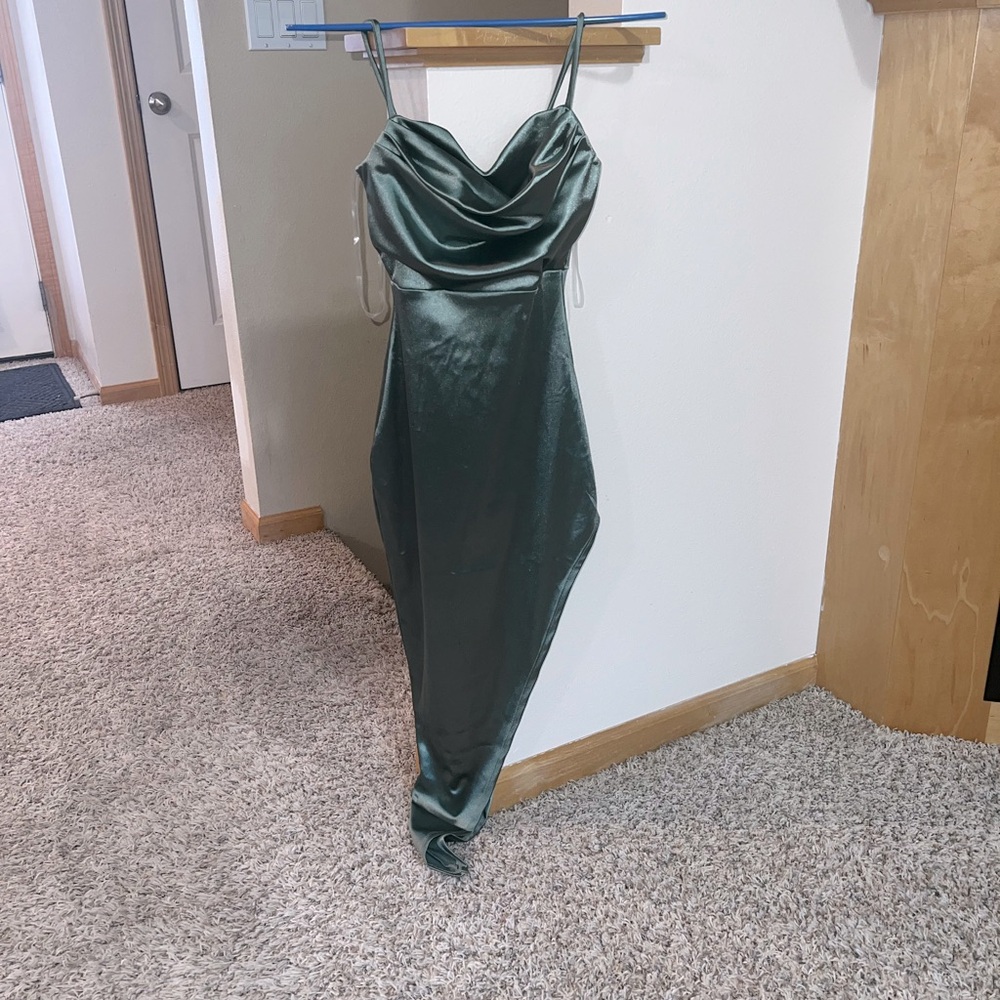 Sage green satin dress